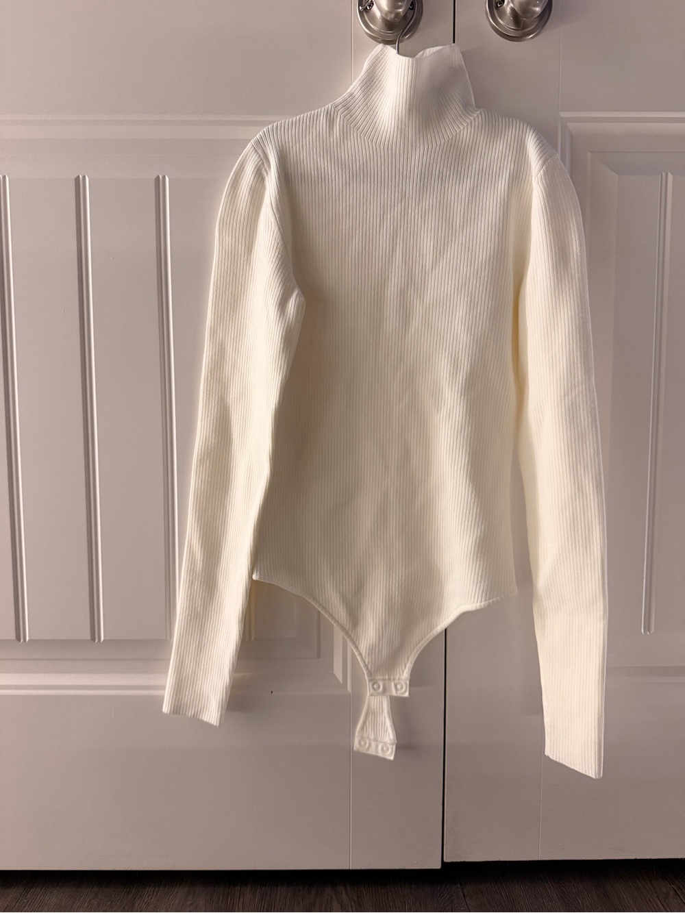 Babaton Cream Ribbed Turtleneck Bodysuit